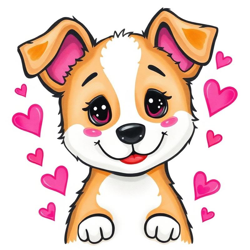 Puppy Hearts original painting by Pixel